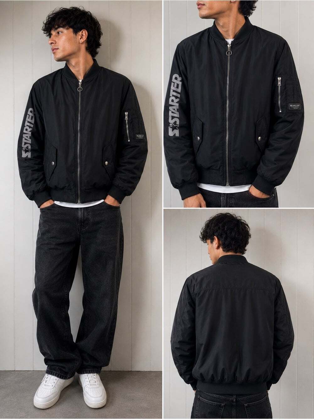 Bearcliff Starter Style Black Quilted Bomber Jacket Men’s Medium